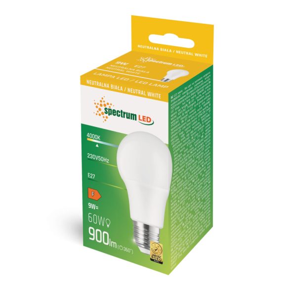 LED 9W E27 4000K A60 WOJ14611  (44297)