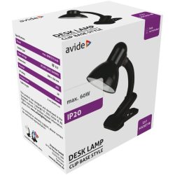 AVIDE DESK ABDL-CLIP-B-60W FEKETE CSIPTETŐS LÁMPA  (44376)