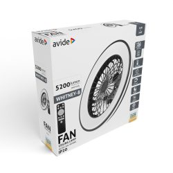   AVIDE WHITNEY FEKETE VENTILÁTOROS LÁMPA AFCLCCT-48W-15W-WHB  (48638)