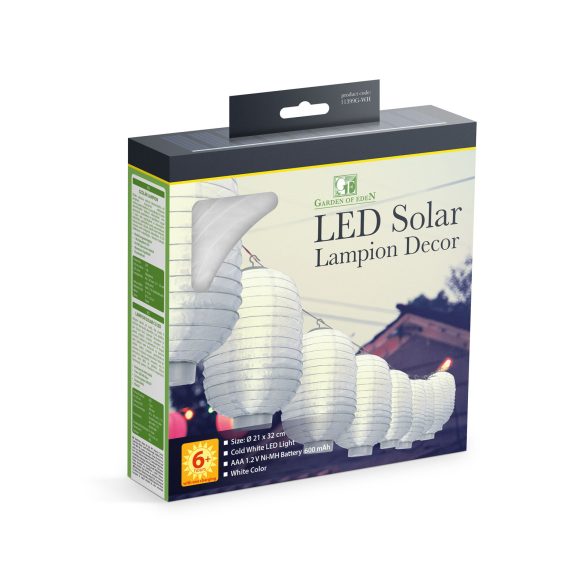 GAMMA 11399G-WH FEHÉR 210MM SOLAR LAMPION FÜGGESZTÉK  (55476)