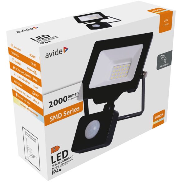 LED REFLEKTOR 20W MOZG.ÉRZ. AVIDE ABLRFLNW-20W-PIR
  (56176)