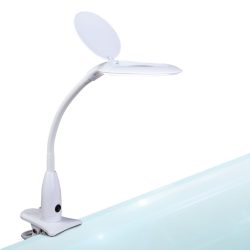   Asztali LED lámpa nagyítóval csipeszes fehér 10800  (61306)
