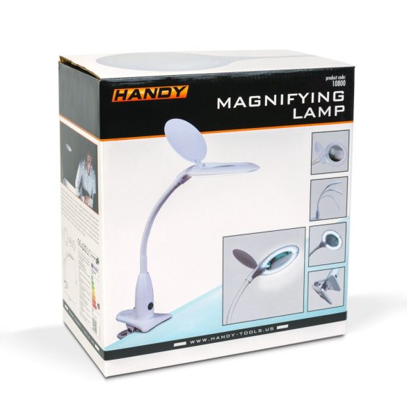 Asztali LED lámpa nagyítóval csipeszes fehér 10800  (61306)