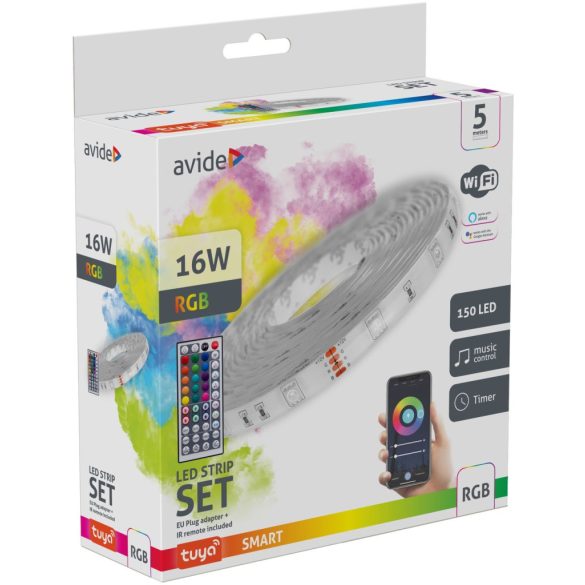 AVIDE LED SZALAG SZETT 16W 5M ABLSB5050RGBTUYA44-5M  (69464)