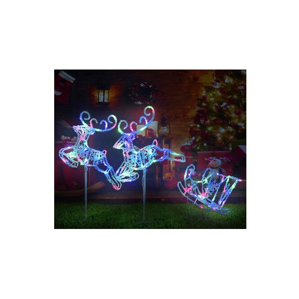 XMAS AKRIL 120LED SZÍNES 298073 SZARVASOK SZÁNNAL  (69690)