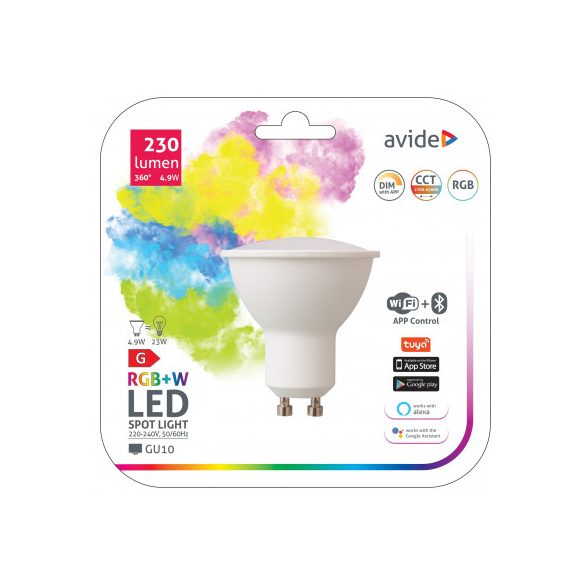 AVIDE GU10 4.9W RGB W WIFI ASGU10RGBW-4.9W-WIBLE  (69698)
