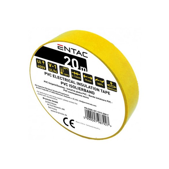 SZIGETELŐSZALAG SÁRGA 20M EIT-1319-20M-Y  (7328)